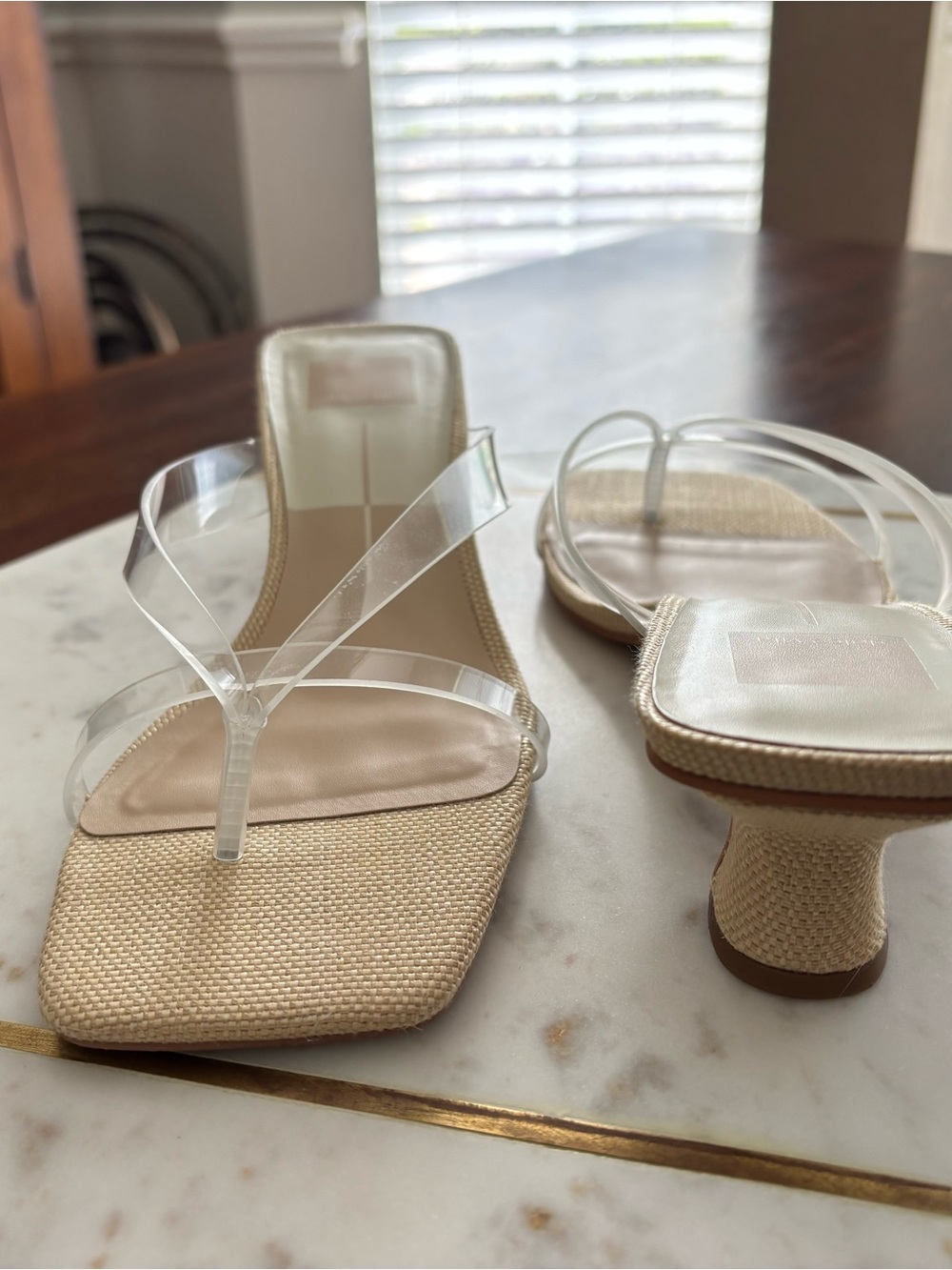 Dolce Vita Nude Beige Clear-Strap Mid Heel Slide - Picture 8 of 9